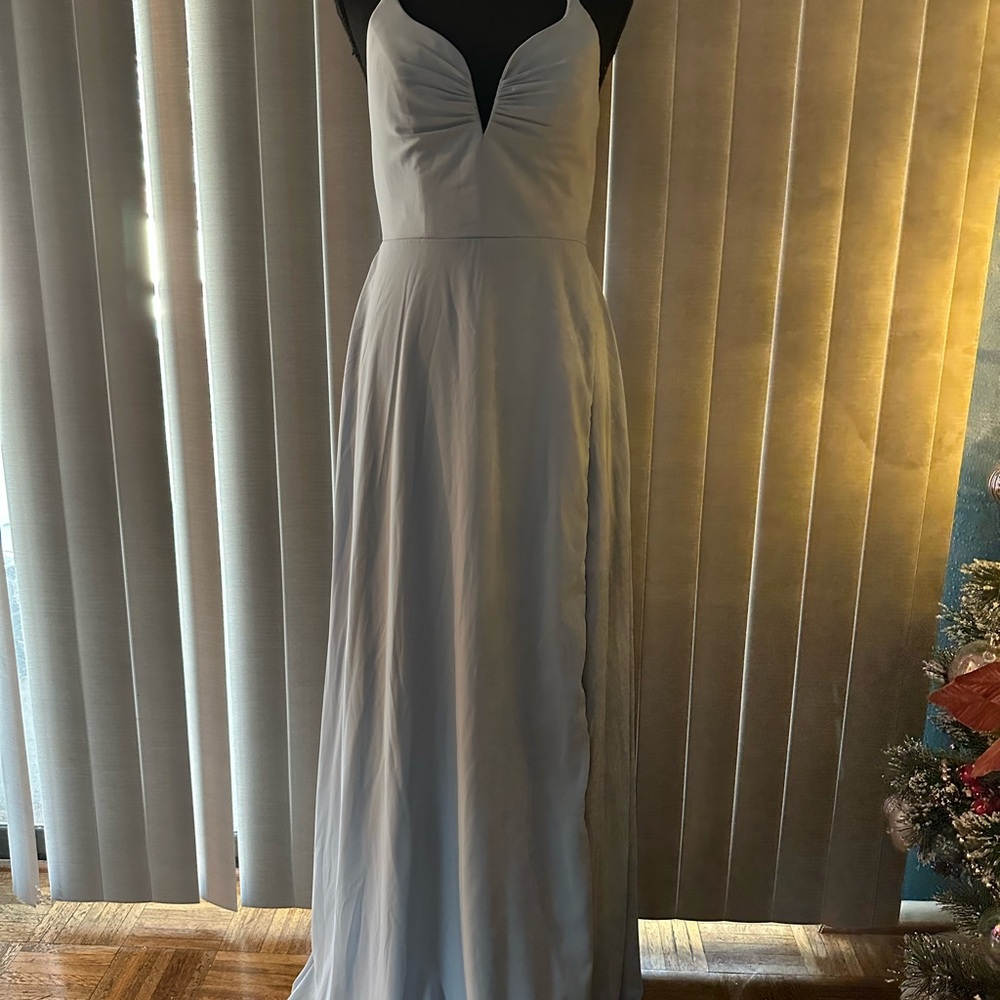 Azazie Gray Blue Evening Gown